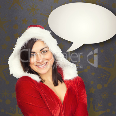 Composite image of pretty girl smiling in santa outfit