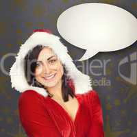 Composite image of pretty girl smiling in santa outfit