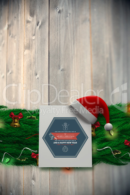 Composite image of fir branch christmas decoration garland