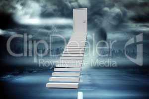 Composite image of stairs leading to door