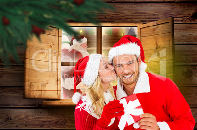 Composite image of young festive couple