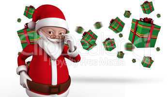 Composite image of cute cartoon santa claus