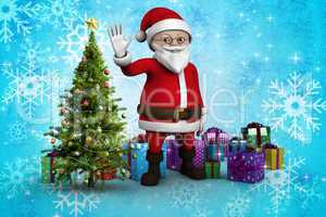 Composite image of cute cartoon santa claus