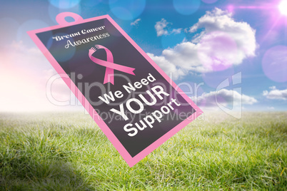 Composite image of breast cancer awareness message on poster