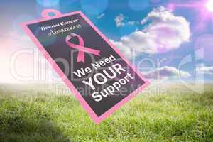 Composite image of breast cancer awareness message on poster