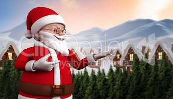 Composite image of cute cartoon santa claus