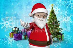 Composite image of cute cartoon santa claus