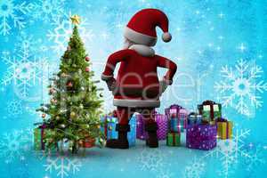 Composite image of cute cartoon santa claus