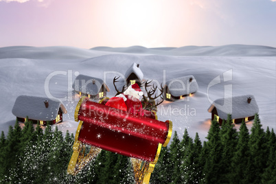 Composite image of santa flying his sleigh