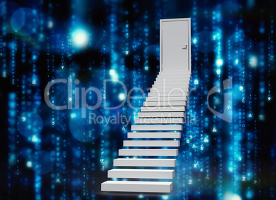 Composite image of stairs leading to door