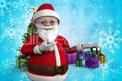 Composite image of cute cartoon santa claus