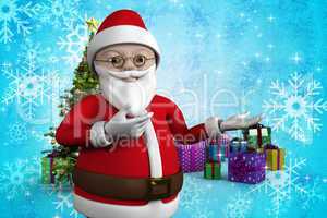 Composite image of cute cartoon santa claus