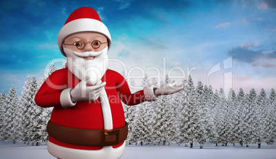 Composite image of cute cartoon santa claus