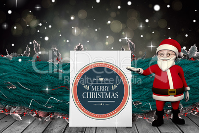 Composite image of cute cartoon santa claus