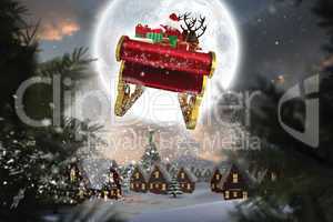 Composite image of santa flying his sleigh