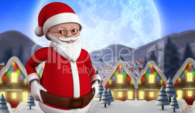 Composite image of cute cartoon santa claus