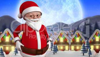 Composite image of cute cartoon santa claus