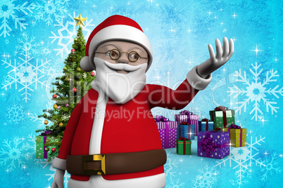 Composite image of cute cartoon santa claus