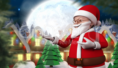 Composite image of cute cartoon santa claus