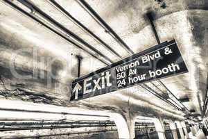 Exit sign in Manhattan subway