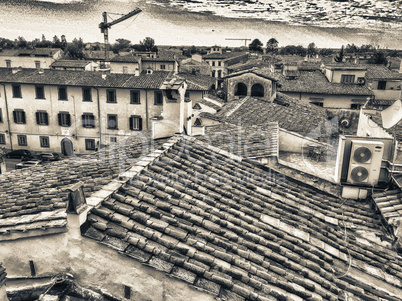 Aerial view of homes roofs - Pisa, Tuscany, Italy