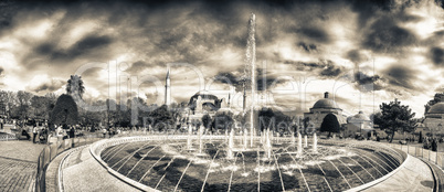 Wonderful view of Sultanahmet Square Fountain with Hagia Sophia