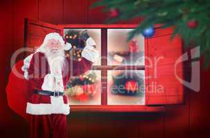 Composite image of santa claus ringing bell