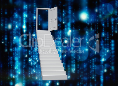 Composite image of stairs leading to door