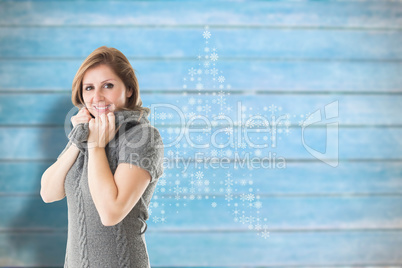 Composite image of pretty girl in jumper