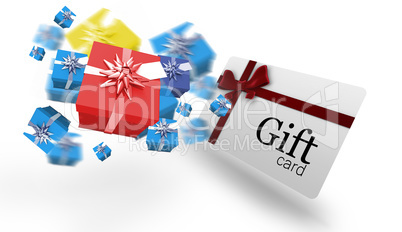 Composite image of flying christmas presents