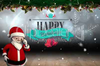 Composite image of cute cartoon santa claus