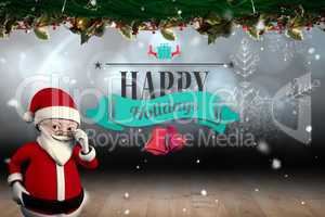 Composite image of cute cartoon santa claus