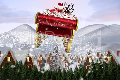 Composite image of santa flying his sleigh