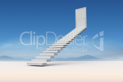 Composite image of stairs leading to door