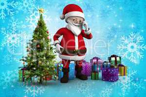 Composite image of cute cartoon santa claus