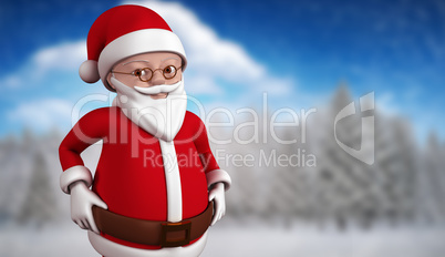 Composite image of cute cartoon santa claus