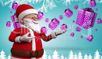 Composite image of cute cartoon santa claus