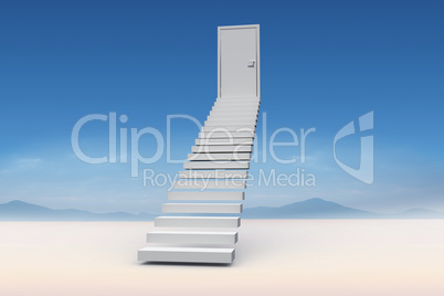 Composite image of stairs leading to door