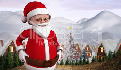 Composite image of cute cartoon santa claus