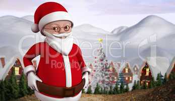 Composite image of cute cartoon santa claus