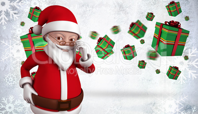 Composite image of cute cartoon santa claus