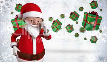 Composite image of cute cartoon santa claus