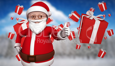 Composite image of cute cartoon santa claus