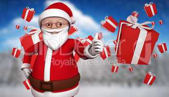 Composite image of cute cartoon santa claus