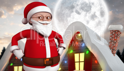 Composite image of cute cartoon santa claus