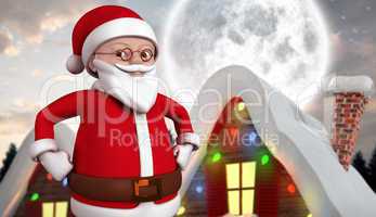 Composite image of cute cartoon santa claus