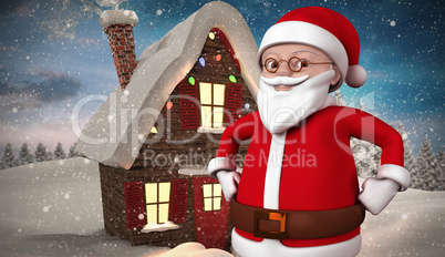 Composite image of cute cartoon santa claus