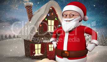 Composite image of cute cartoon santa claus