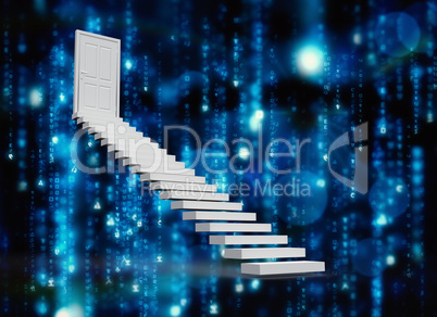 Composite image of stairs leading to door