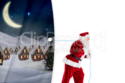 Santa claus pulling a rope